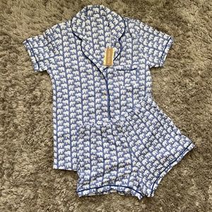Roller Rabbit Hathi PJ Polo Set Blue Elephants